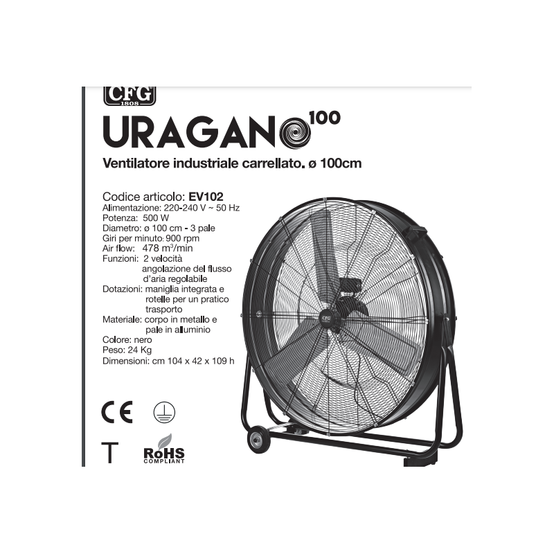 Ventilatore industriale carrellato diametro...