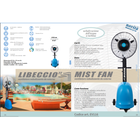 Ventilatore nebulizzante diametro cm55 EV116 LIBECCIO 22 MIST FAN CFG