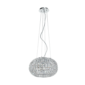 Lampadario sospensione montatura metallo cromato ed...