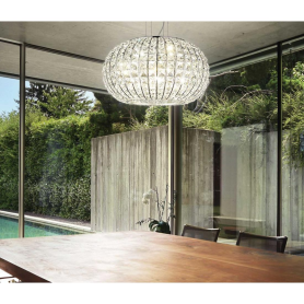 Lampadario sospensione montatura metallo cromato ed... 2