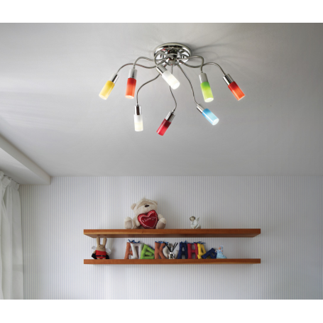 PLAFONIERA CON BRACCI FLESSIBILI E VETRI MULTICOLOR ECOFLEX PL6 IDEALLUX