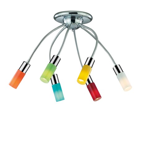 PLAFONIERA CON BRACCI FLESSIBILI E VETRI MULTICOLOR ECOFLEX PL6 IDEALLUX