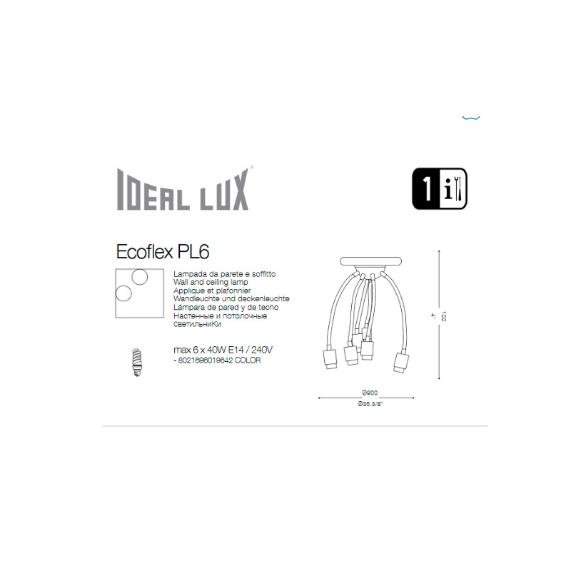 PLAFONIERA CON BRACCI FLESSIBILI E VETRI...