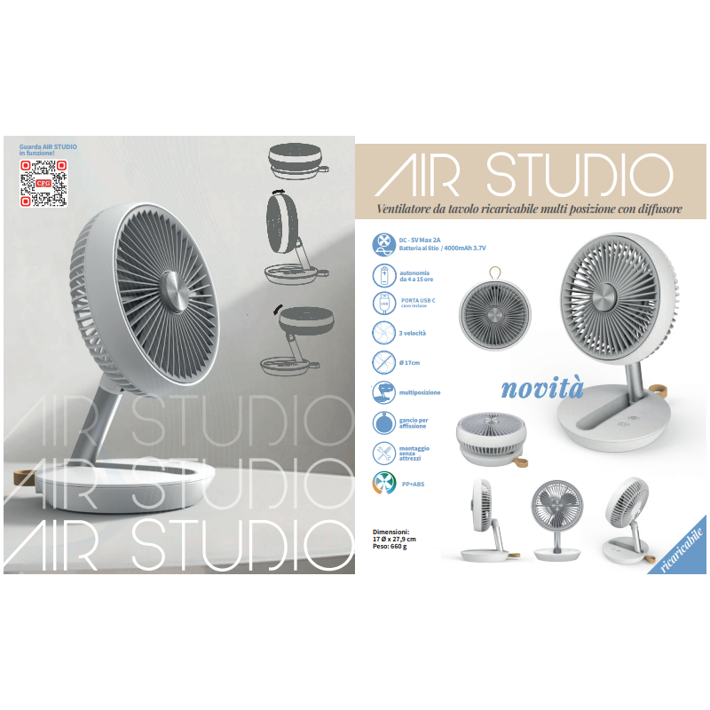 PICCOLO VENTILATORE RICARICABILE SILENZIOSO...