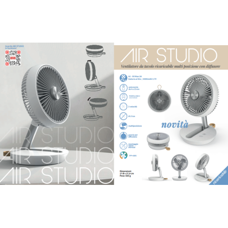 PICCOLO VENTILATORE RICARICABILE SILENZIOSO AIRSTUDIO EV122 CFG