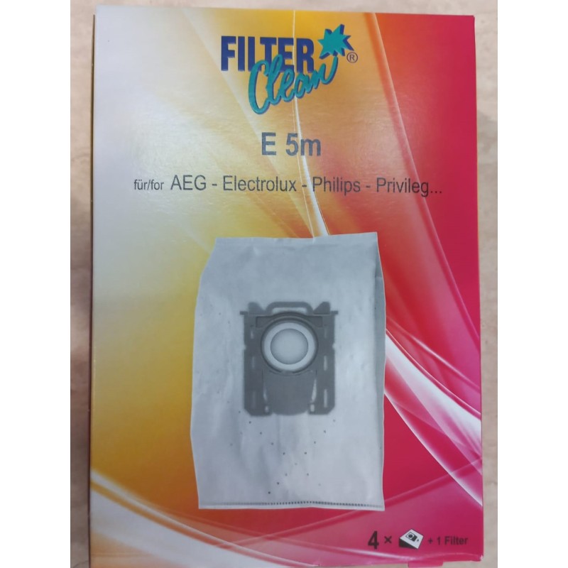 Sacchetti aspirapolvere sostitutivi S-BAG per AEG, ELECTROLUX, PHILIPS, PRIVILEG, BORK,PROGRESS, TORNADO,EURELEM, MIOSTAR- E5m