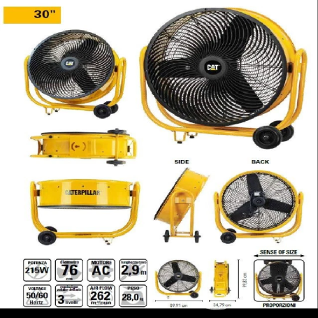 CATERPILLAR Ventilatore professionale a turbina diametro cm76 con ruote HDV-30AC CT009 CAT