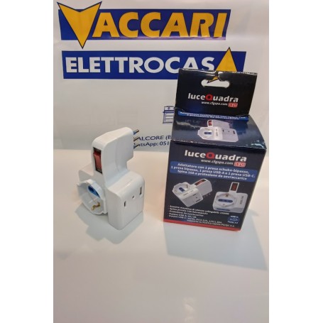 adattatore spina 10A - 2prese+usb+usbC+interrutt ES059