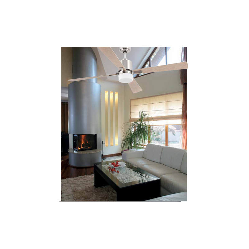 PALK Pala da soffitto con luce in acciaio...