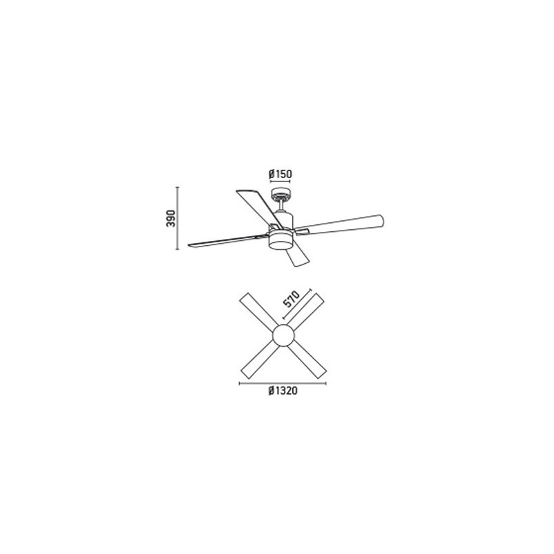 PALK Pala da soffitto con luce in acciaio...