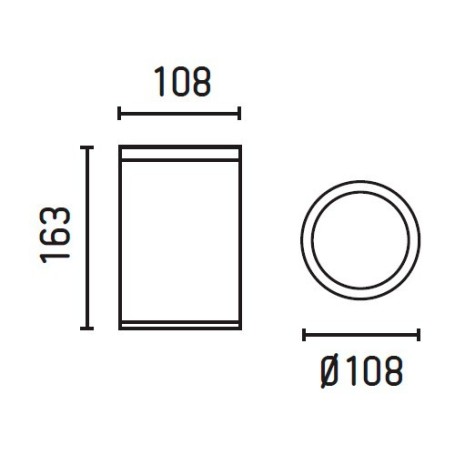 PLAFONIERA CILINDRO DA ESTERNO COLORE FARO TASA 2