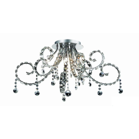 PLAFONIERA CON CRISTALLI FIORE 6 LUCI-IDEAL LUX