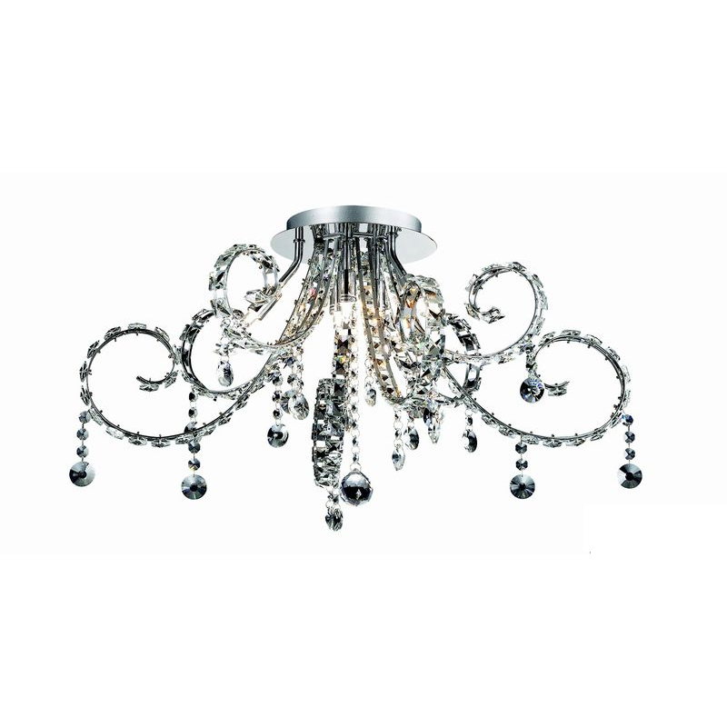PLAFONIERA CON CRISTALLI FIORE 6 LUCI-IDEAL LUX