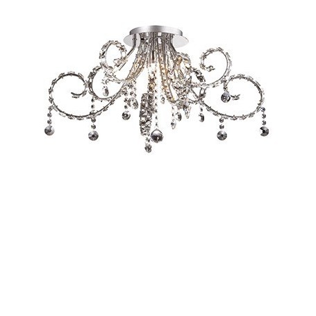 PLAFONIERA CON CRISTALLI FIORE 6 LUCI-IDEAL LUX