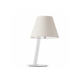 Lampada da tavolo acciaio e paralume bianco  MOMA-FARO 68500 2