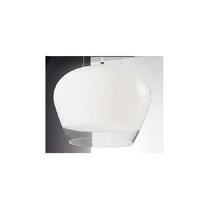 Lampada a sospensione in vetro opale lucido con...
