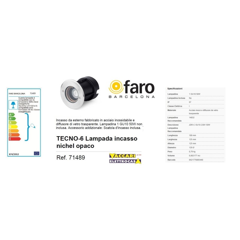 LAMPADA FARETTO INCASSO PER ESTERNO DA...