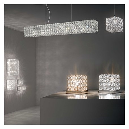 Piccolo lampadario quadrato con cristalli e cromo lucido ADMIRAL SP1