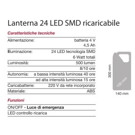 LAMPADA D'EMERGENZA PORTATILE RICARICABILE LED SIRIO 24 CFG 2