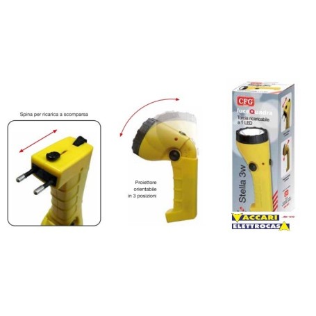 TORCIA RICARICABILE CON SPINA DIRETTA CFG STELLA 3W
