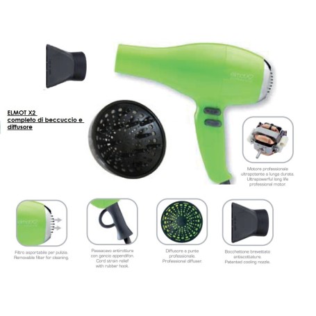 ASCIUGACAPELLI ELMOT X2 Completo di diffusore