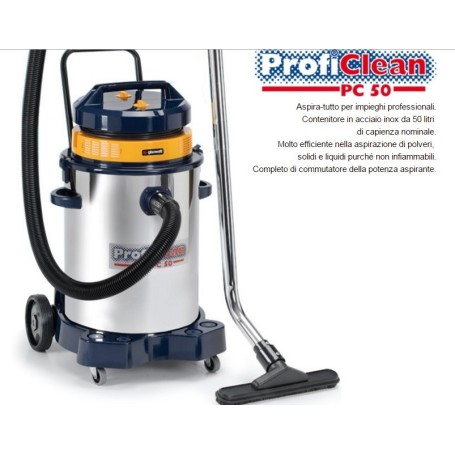 BIDONE ASPIRALIQUIDI E SOLIDI  GISOWATT PC50 professionale INOX