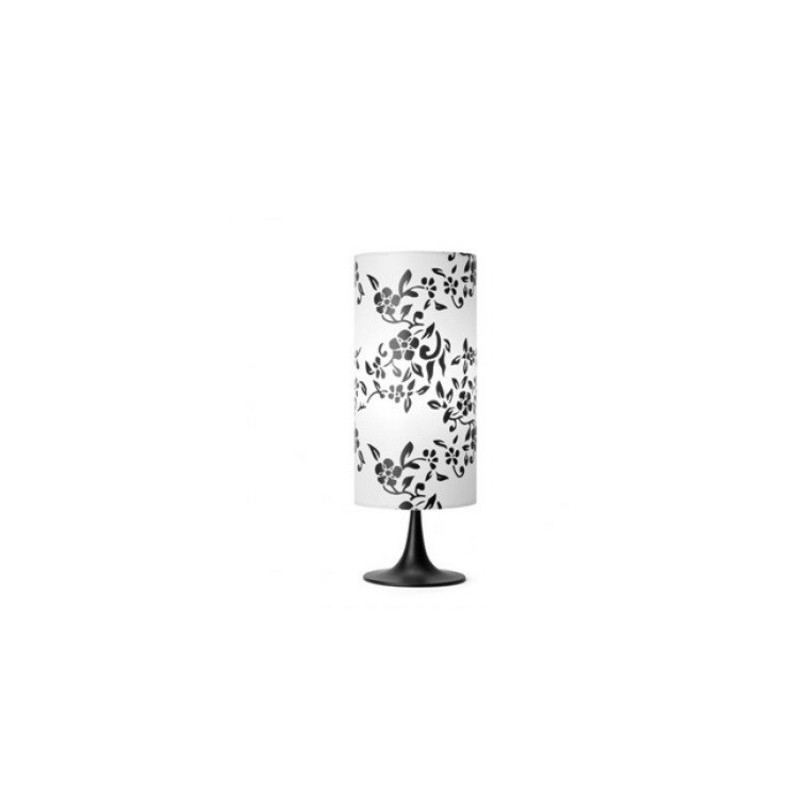 Lampada da tavolo con paralume bianco e fiori...