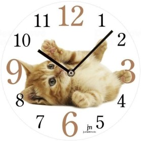 Orologio parete con Gattino Tigrato Biondo vetro tondo
