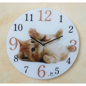 Orologio parete con Gattino Tigrato Biondo vetro tondo 2