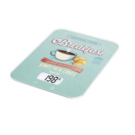 Bilancia da cucina digitale BEURER con superficie in vetro, portata fino a kg5, stampa disegno "Breakfast" BEURER KS19
