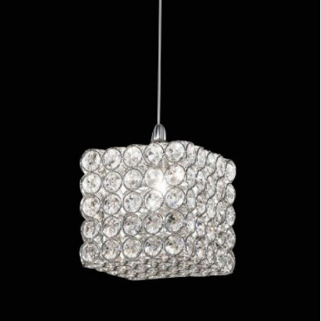 Piccolo lampadario quadrato con cristalli e cromo lucido ADMIRAL SP1