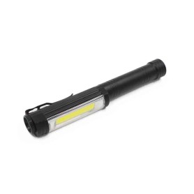 torcia metallo LED  - nera - calamita - 3 AA -  2