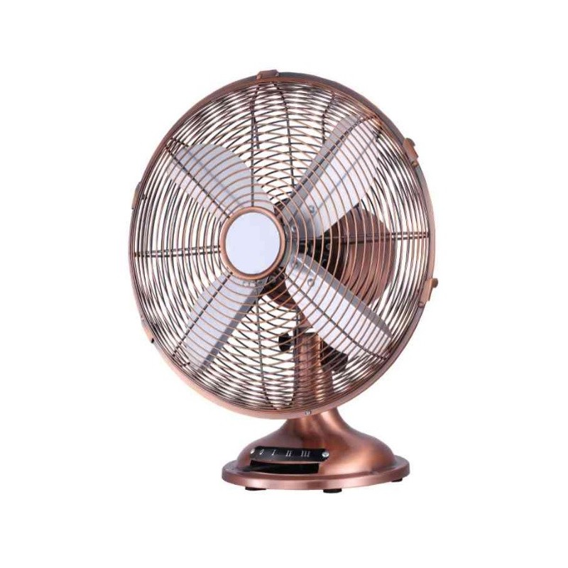Ventilatore in metallo da appoggio retrò colore rame/cromo