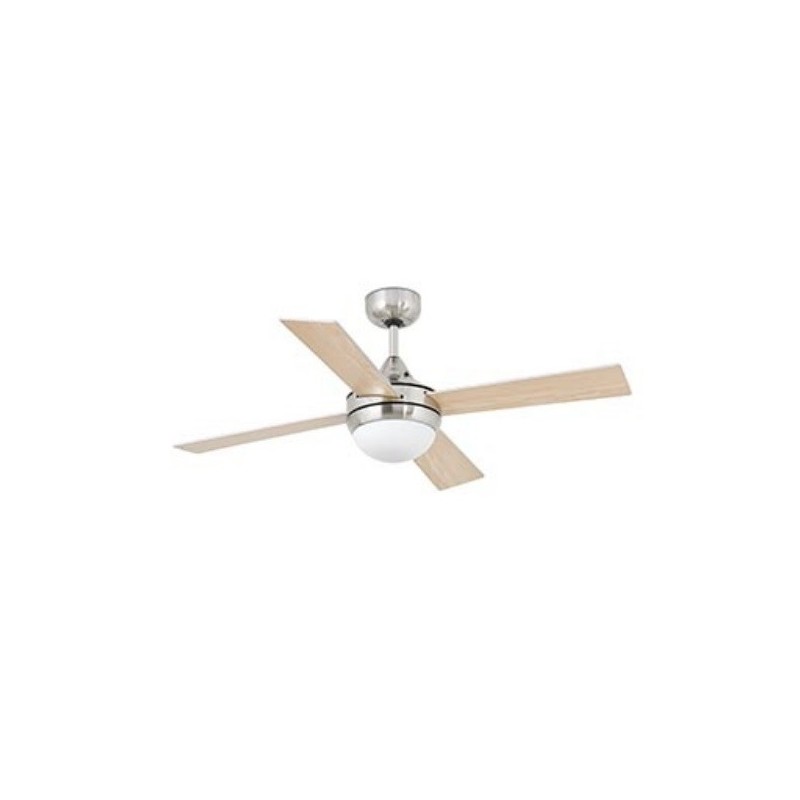 Ventilatore a soffitto color nichel opaco, con luce, 4 pale MINI ICARIA FARO