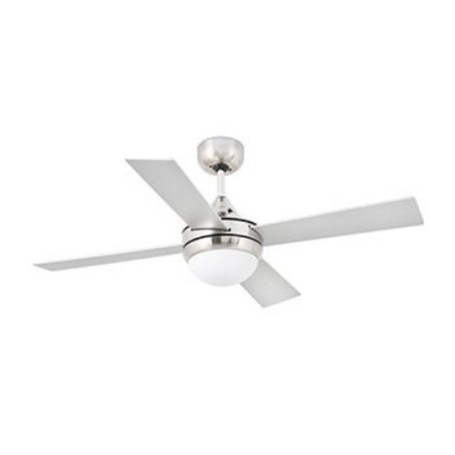 Ventilatore a soffitto color nichel opaco, con luce, 4 pale MINI ICARIA FARO
