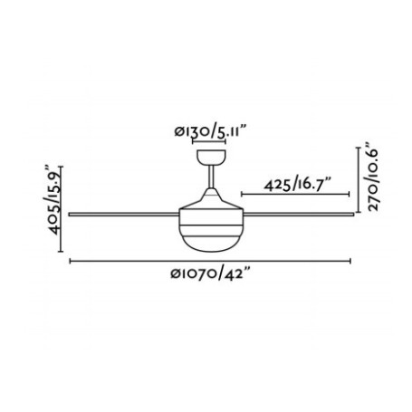 Ventilatore a soffitto color nichel opaco, con luce, 4 pale MINI ICARIA FARO