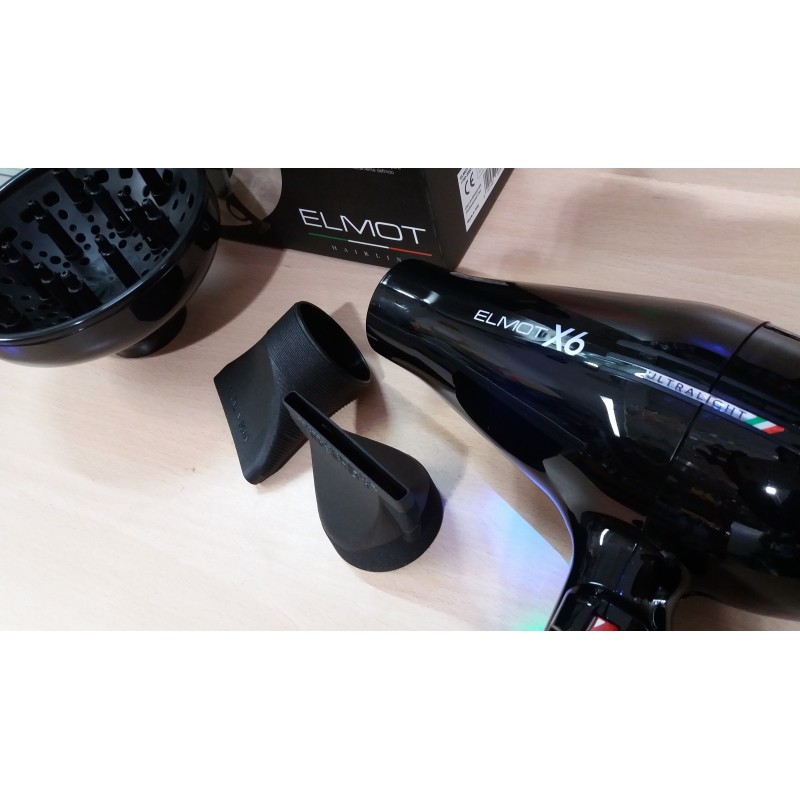 Asciugacapelli leggero e silenzioso con diffusore elmot x6