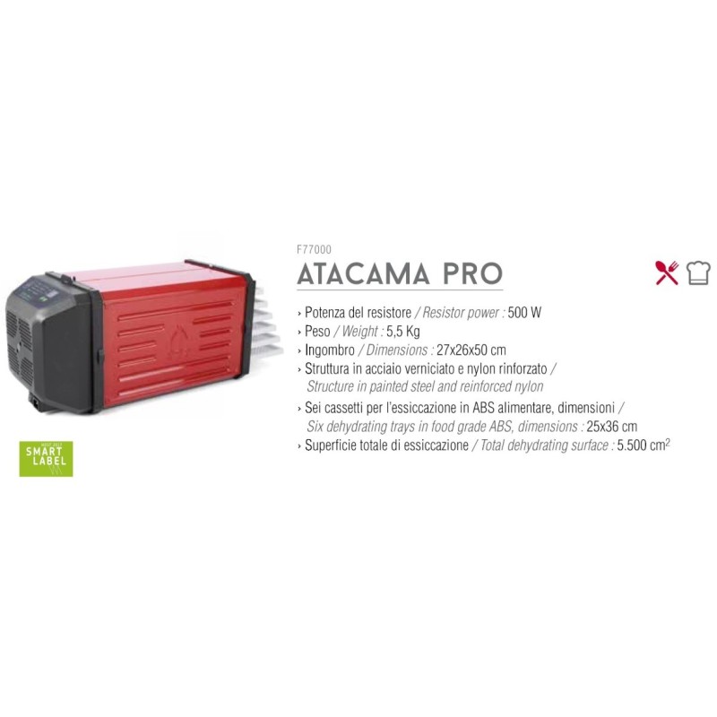 ESSICCATORE PER ALIMENTI ORRIZZONTALE ATACAMA PRO 3SPADE