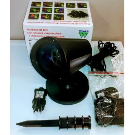 Proietto LED BIG WIMEX dotato di sensore crepuscolare e diapositive intercambiabili WIMEX