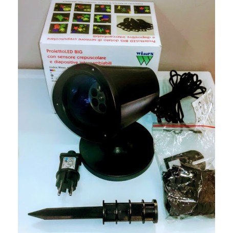 Proietto LED BIG WIMEX dotato di sensore crepuscolare e diapositive intercambiabili WIMEX Proietto LED BIG WIMEX dotato di sensore crepuscolare e diapositive intercambiabili WIMEX