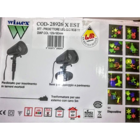 Proietto LED BIG WIMEX dotato di sensore crepuscolare e diapositive intercambiabili WIMEX Proietto LED BIG WIMEX dotato di sensore crepuscolare e diapositive intercambiabili WIMEX