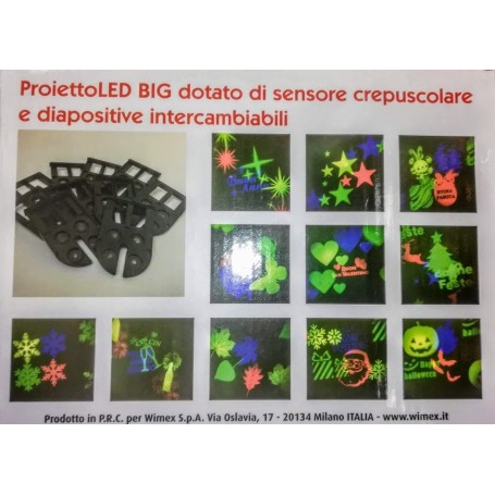 Proietto LED BIG WIMEX dotato di sensore crepuscolare e diapositive intercambiabili WIMEX Proietto LED BIG WIMEX dotato di sensore crepuscolare e diapositive intercambiabili WIMEX