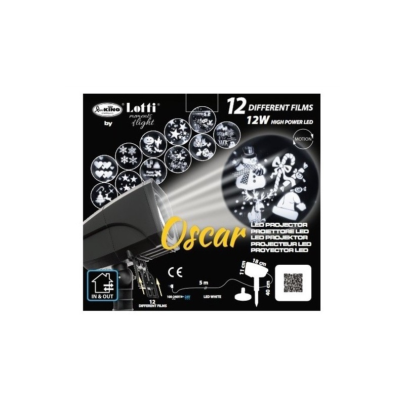 Proiettore Oscar Led con 12 giochi, per uso interno ed esterno. LOTTI GLD 4L12R