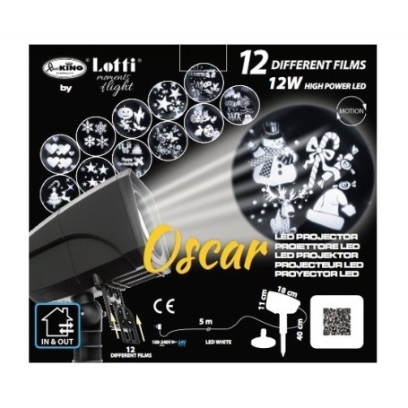 Proiettore Oscar Led con 12 giochi, per uso interno ed esterno. LOTTI GLD 4L12R