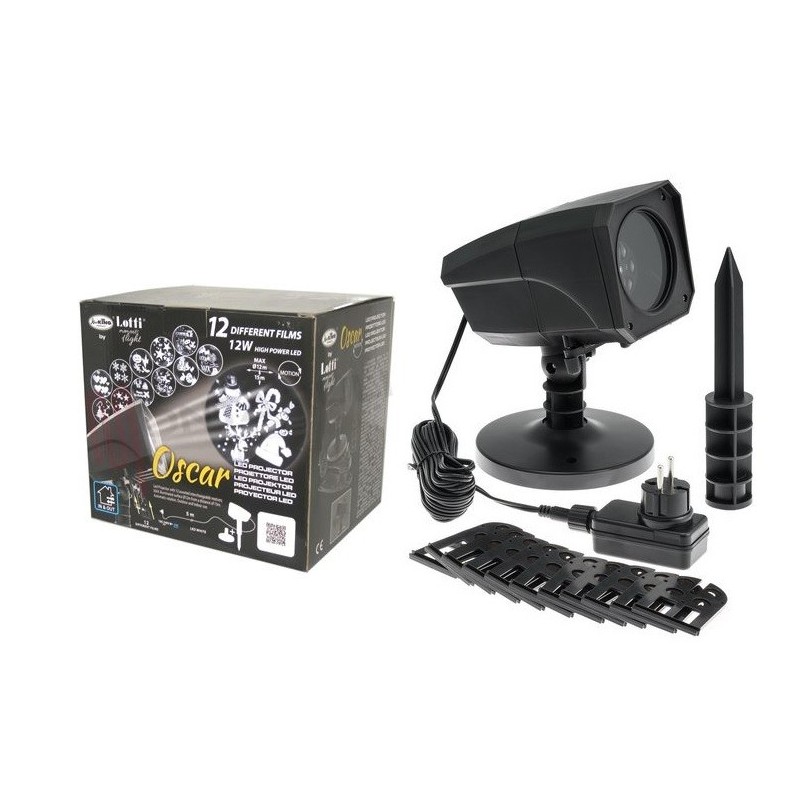Proiettore Oscar Led con 12 giochi, per uso interno ed esterno. LOTTI GLD 4L12R
