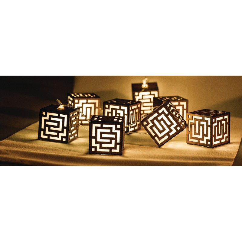Fila di luci LED quadrate di legno a batterie HQ