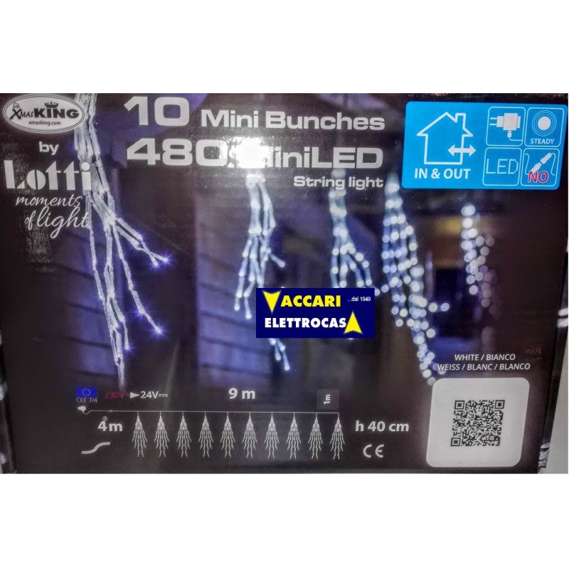 Filo con grappoli di luce 10 MINI BUNCHES bianco freddo