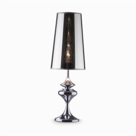 Lampada alta da tavolo colore cromo lucido stile Impero- Alfiere di Ideallux
