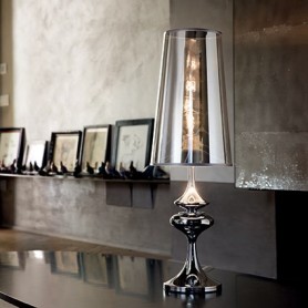 Lampada alta da tavolo colore cromo lucido stile Impero- Alfiere di Ideallux 2