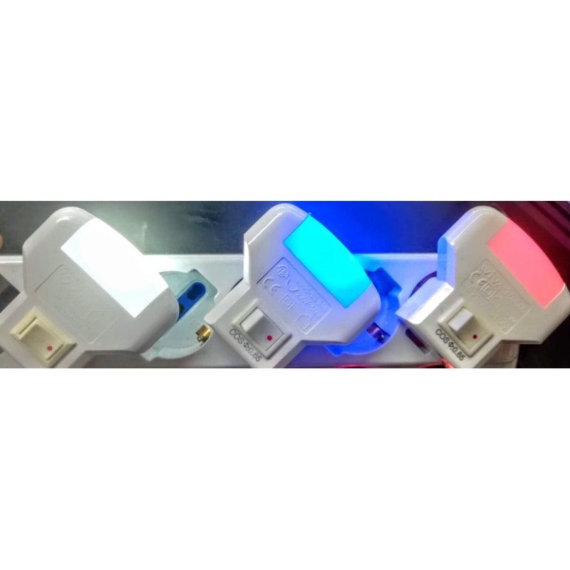 PUNTO LUCE NOTTURNO LED CON INTERRUTTORE BLU, GIALLO, ROSSO, VERDE, BIANCO